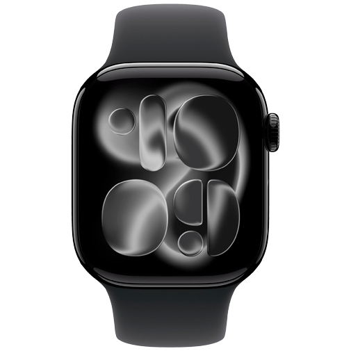 Apple Watch Series 11 42mm 5G Zwart (Zwarte Rubberen Band M/L)