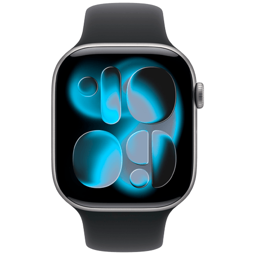 Apple Watch Series 11 46mm Grijs (Zwarte Rubberen Band M/L)